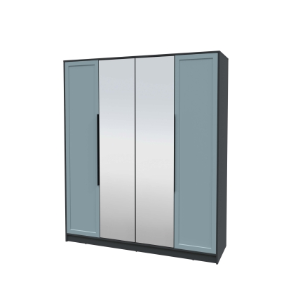 Шкаф распашной Тренд КТ-Ш4 (з) (Антрацит ЛДСП/ Океан ЛМДФ) Ш1800 В2128 Г547